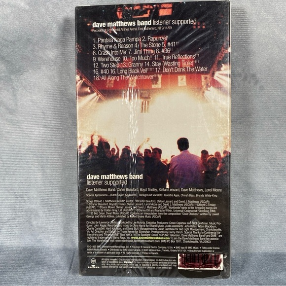 Dave Matthews Band Listener Supported VHS 1999 Crash Into Me, Too Much & More - Picture 2 of 10